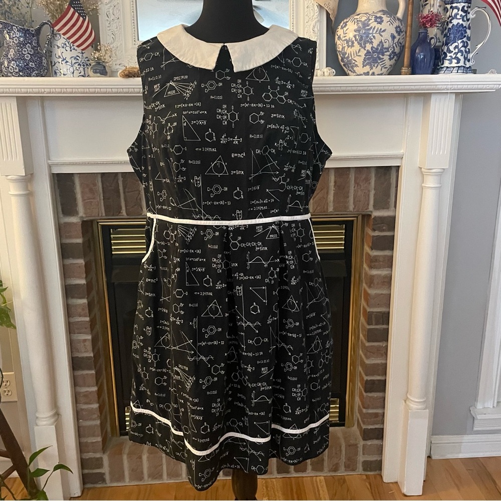 Retrolicious Black and White Collared Midi Dress - Picture 3 of 9